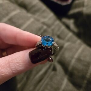 Elegant Blue Gemstone Silver Ring